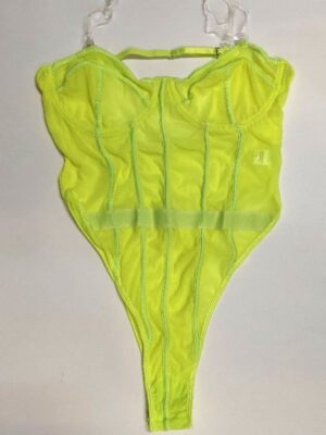 Fluorescent green slim fit leotard