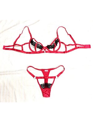 Black & red hollow underwear set 黑紅鏤空內衣組