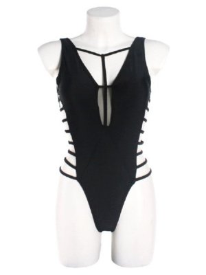 Black waist hollow one-piece swimsuit 黑色腰部鏤空連體泳衣