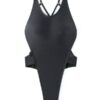 Black backless one-piece swimsuit 黑色露背吊帶連體泳衣