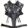 Black mesh strappy leotard黑色網紗綁帶連體衣