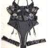 Black mesh strappy leotard黑色網紗綁帶連體衣