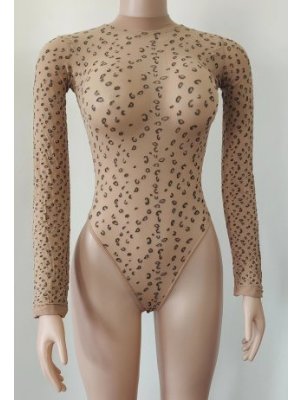 Leopard print elastic basic leotard 豹紋彈性基礎連體衣