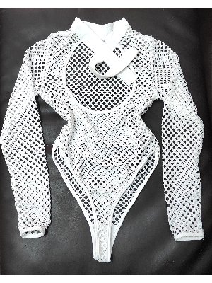 White fishnet leotard 白色網狀連體衣